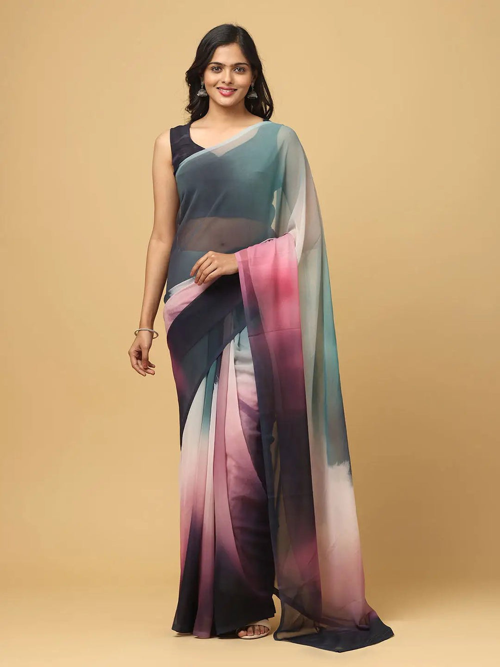  Ombre Soft Georgette Digital Print Party Wear Saree