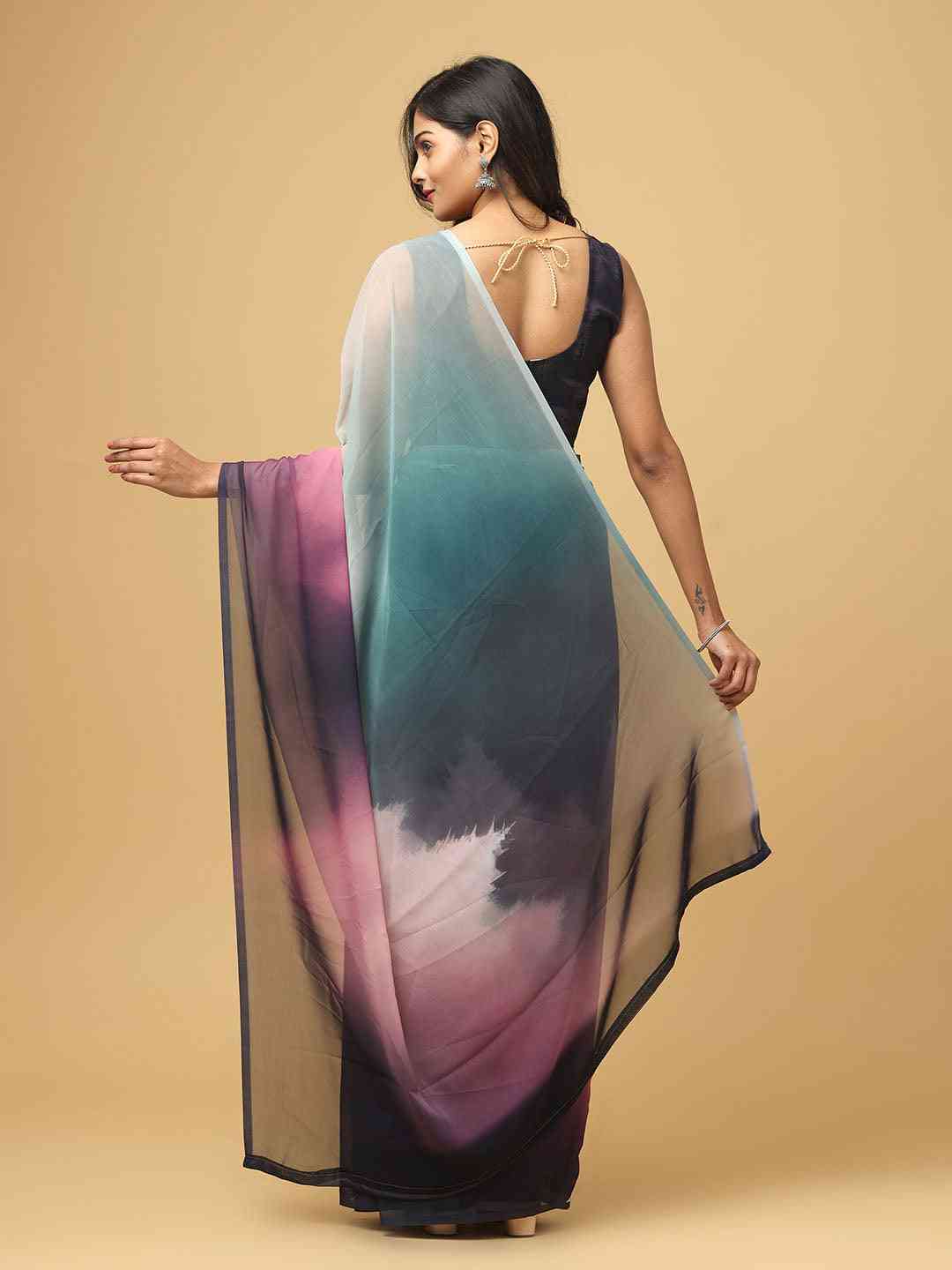  Ombre Soft Georgette Digital Print Party Wear Saree