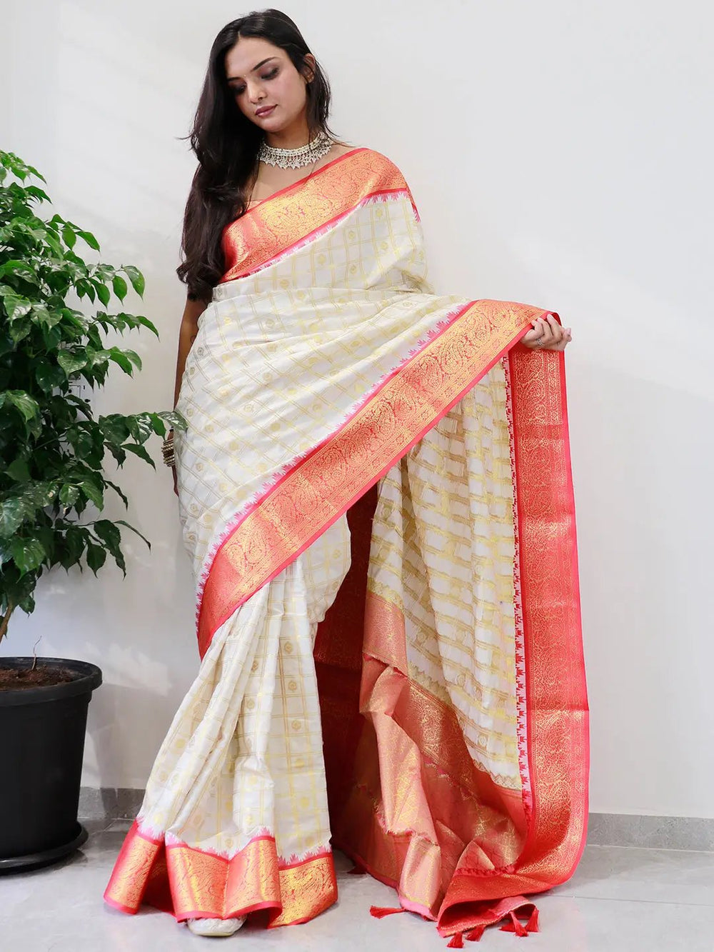 Elegant Gadwal saree with soft silk and temple border