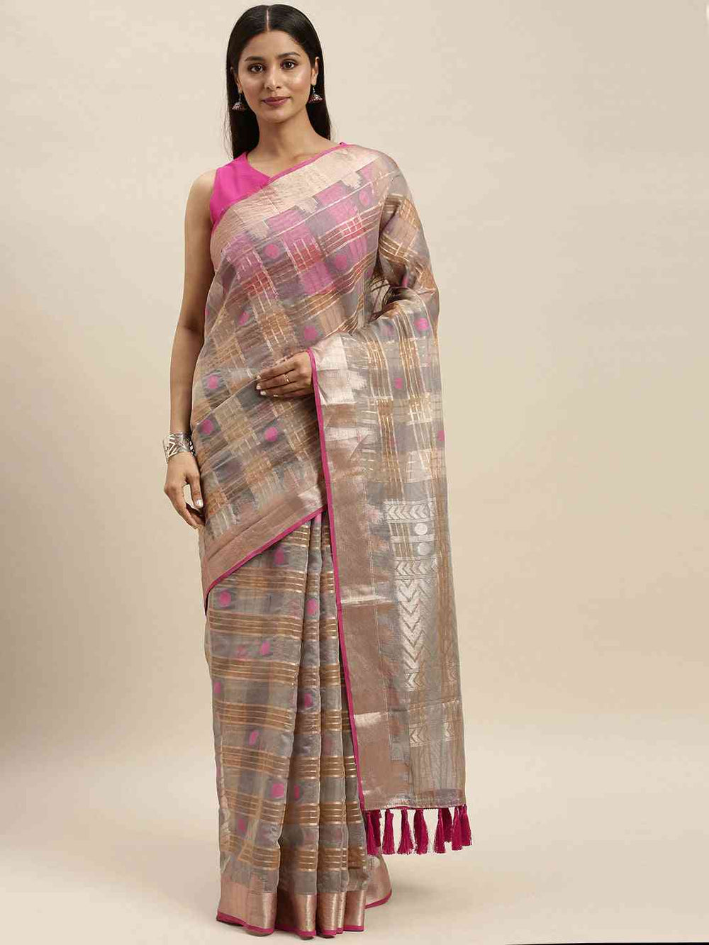 Festive Soft Orgenza Zari Weaving Saree