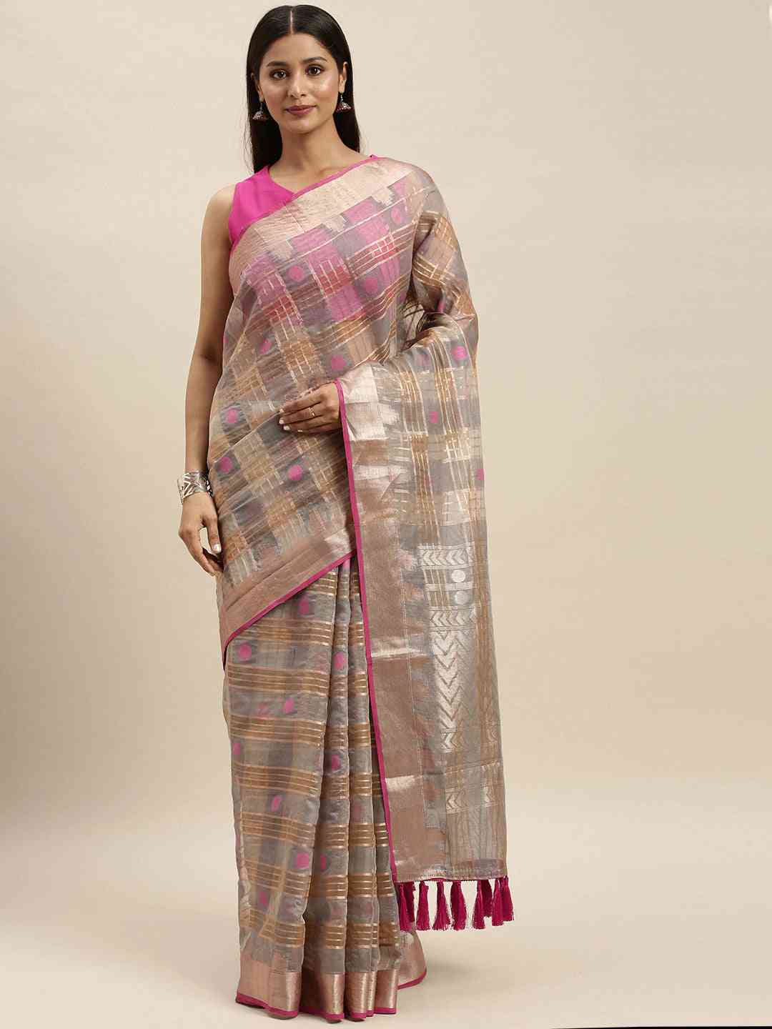 Festive Soft Orgenza Zari Weaving Saree