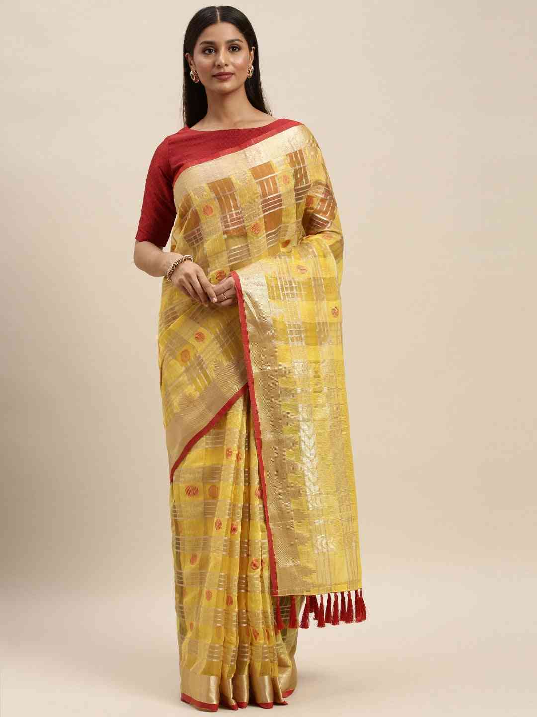 Festive Soft Orgenza Zari Weaving Saree