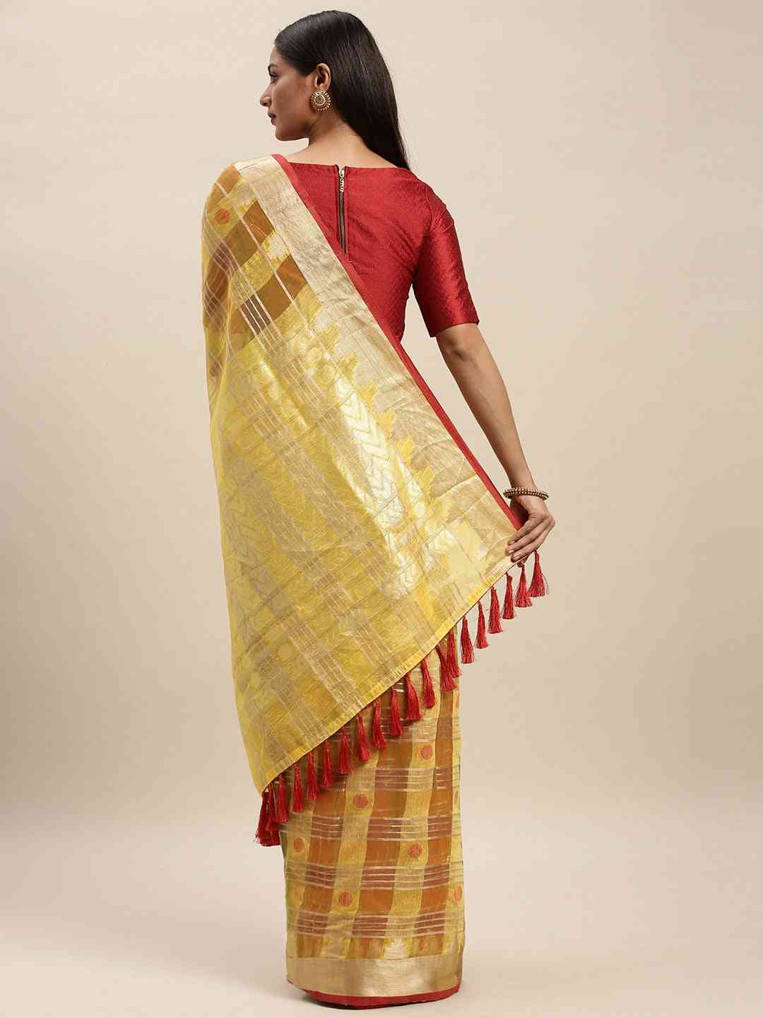 Festive Soft Orgenza Zari Weaving Saree