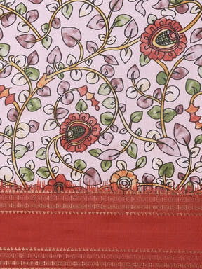 Soft Silk Kalamkari Saree With Digital Flower Print