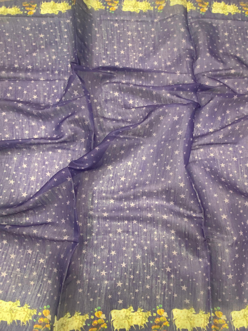 Purple Chanderi Pichwai Print Saree