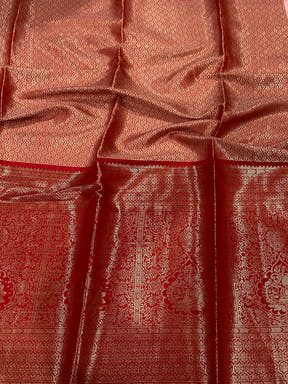 White Banarasi Silk Saree With Kanchi Pattu Border