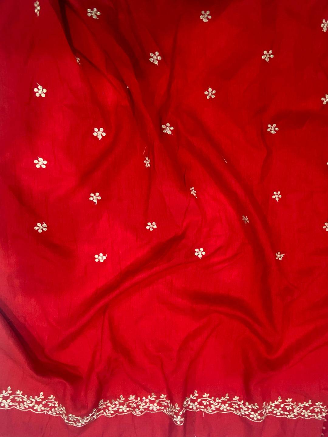 Red Soft Georgette Bandhej Print Saree

