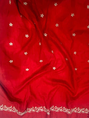 Red Soft Georgette Bandhej Print Saree

