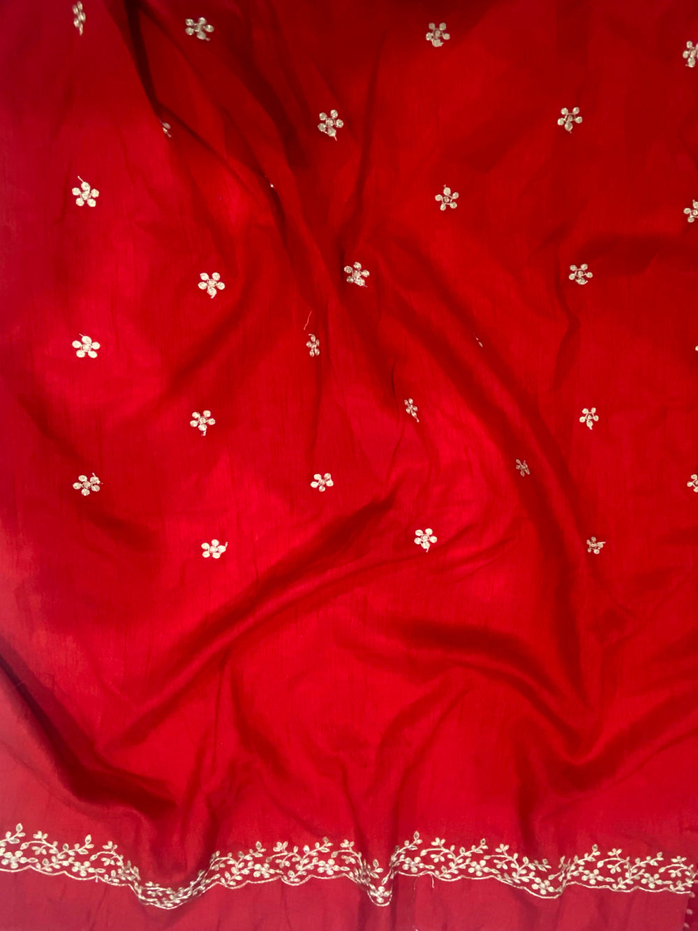 Red Soft Georgette Bandhej Print Saree