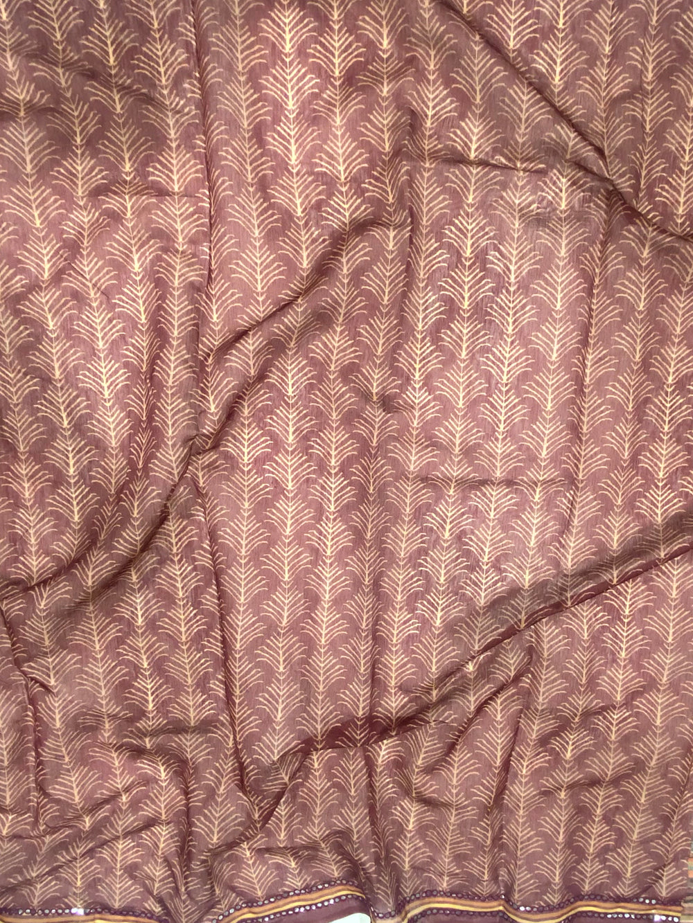 Rust Charm Mirror Work Silk Saree