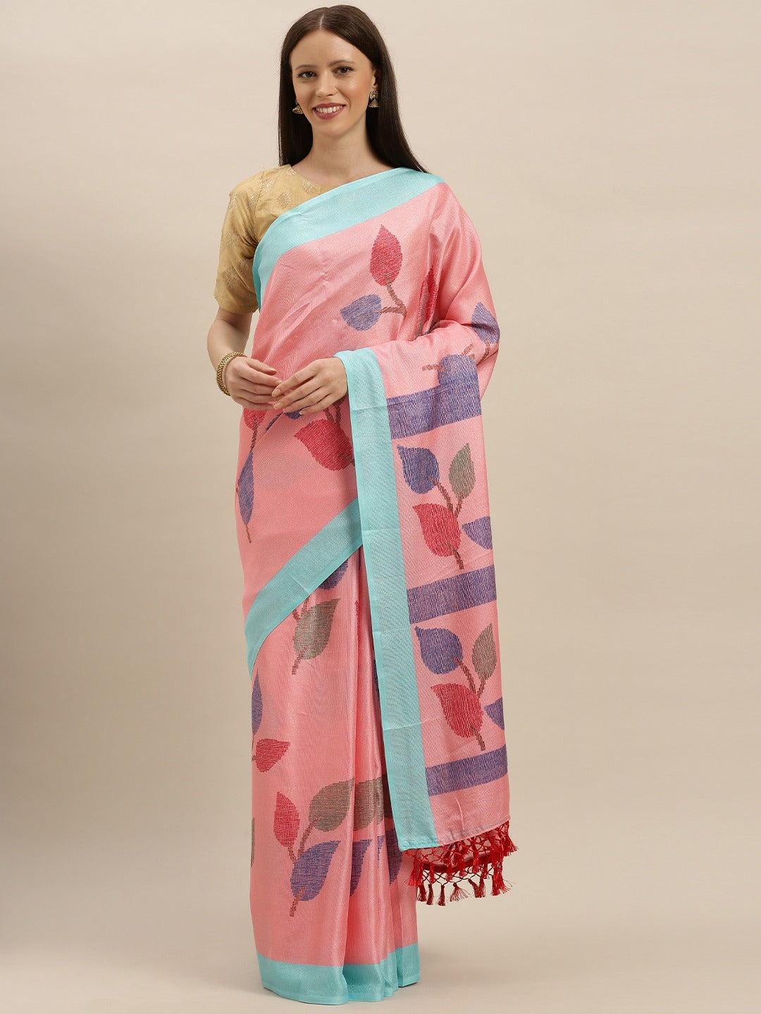 Exclusive Solid Silk Saree With Floral Print