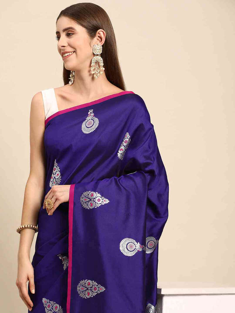 Banarasi Zari Silk Saree With Ethnic Motifs
