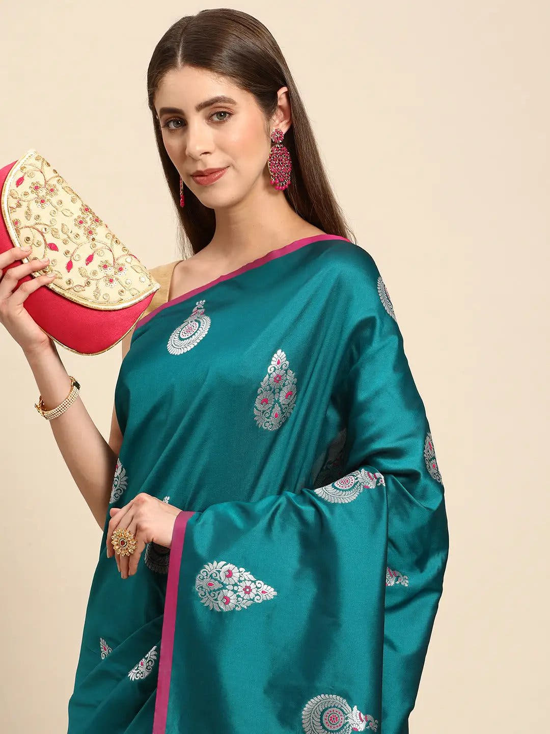 Pure Silk Zari With Ethnic Motifs Banarasi Saree Collection