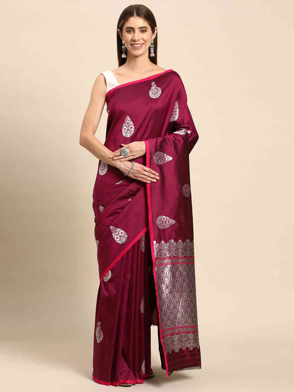 Exclusive Pure Banarasi Zari Silk Saree with Ethnic Motifs