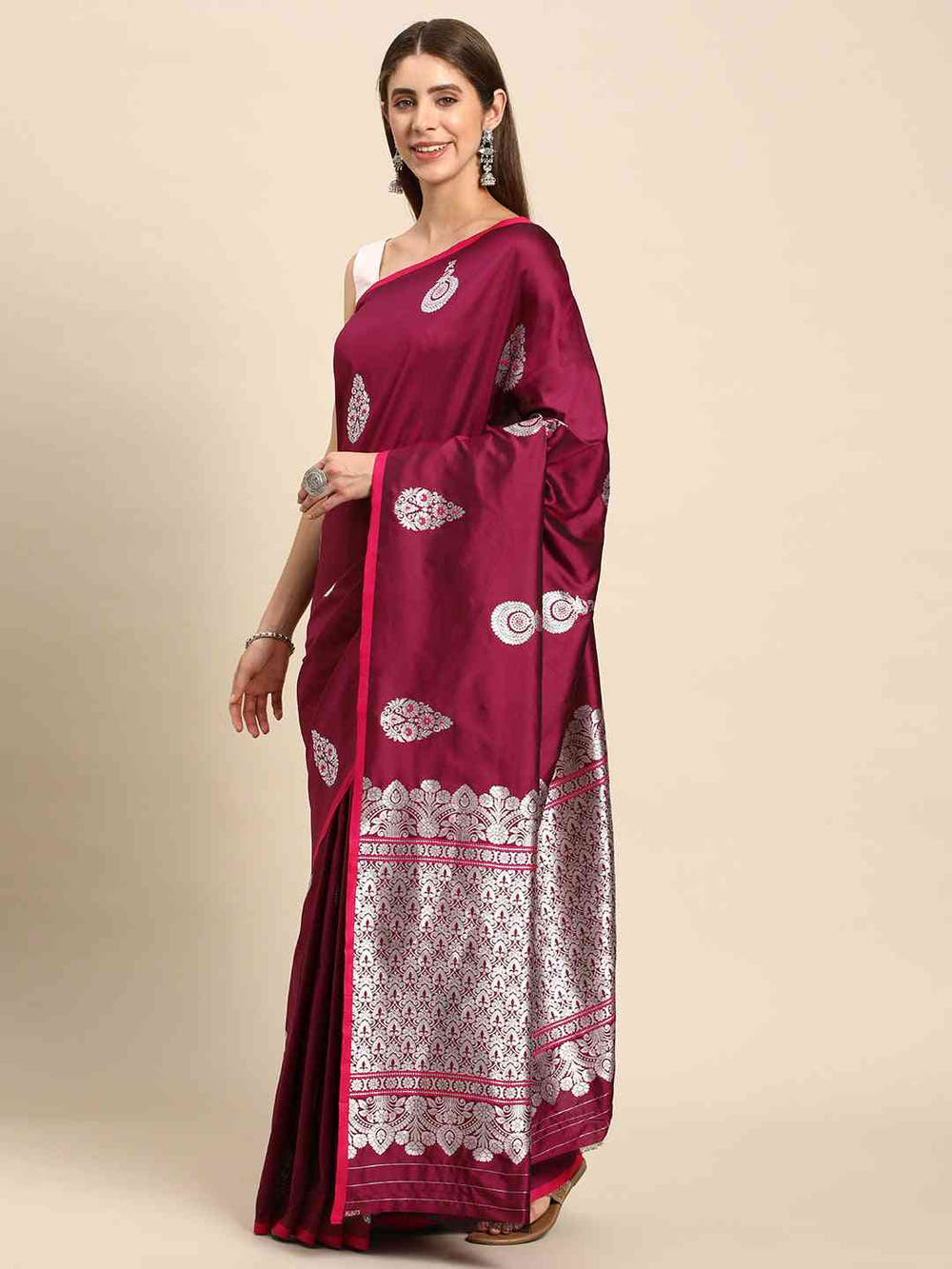 Exclusive Pure Banarasi Zari Silk Saree with Ethnic Motifs