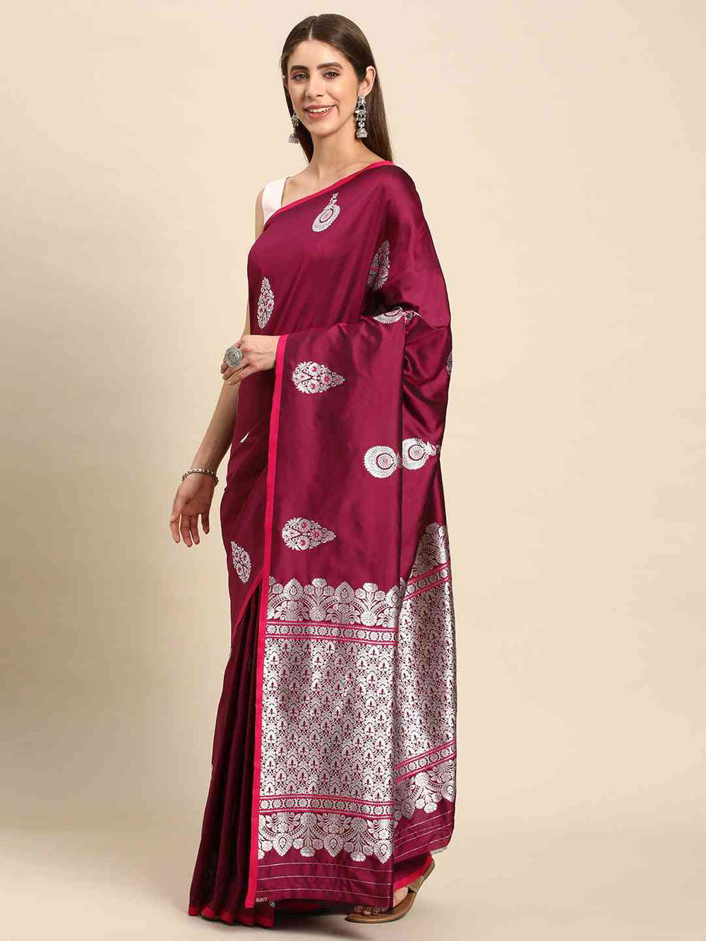 Exclusive Pure Banarasi Zari Silk Saree with Ethnic Motifs