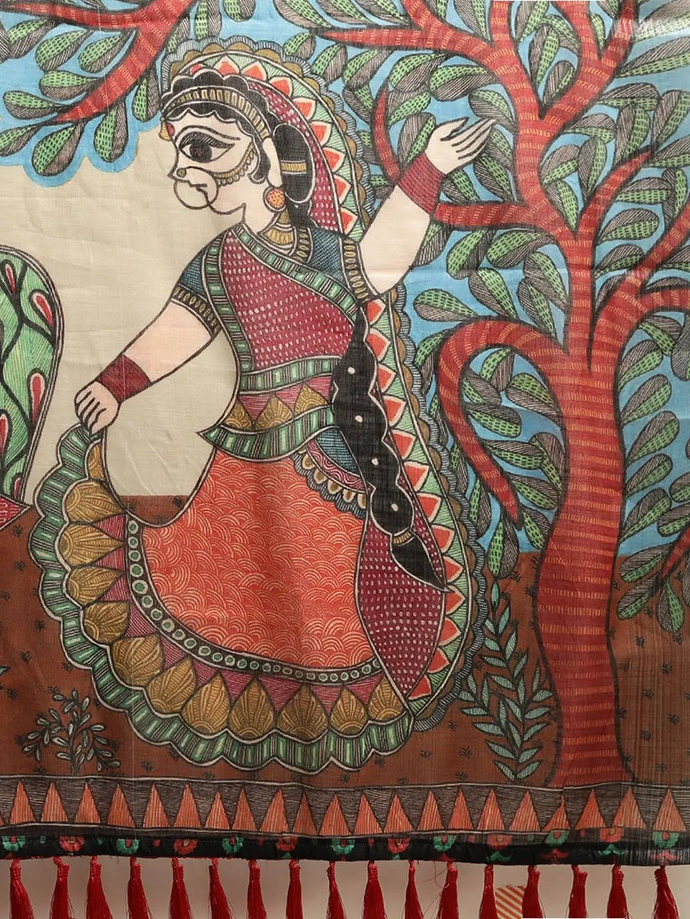 Latest Cream Colour Kalamkari Saree With Border