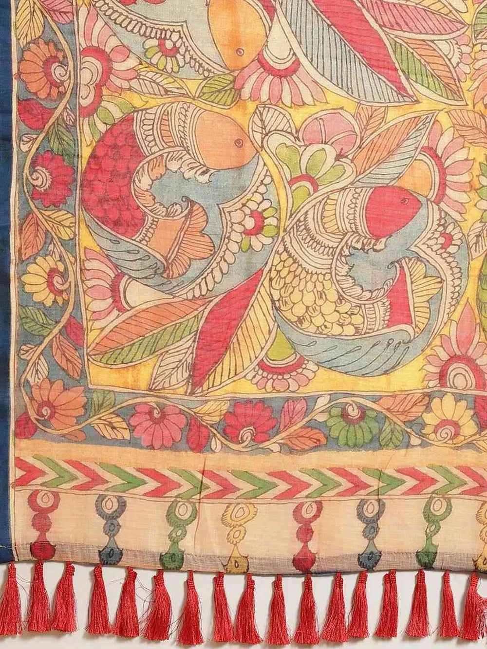 Pure Linen Pen Kalamkari Digital Print Saree
