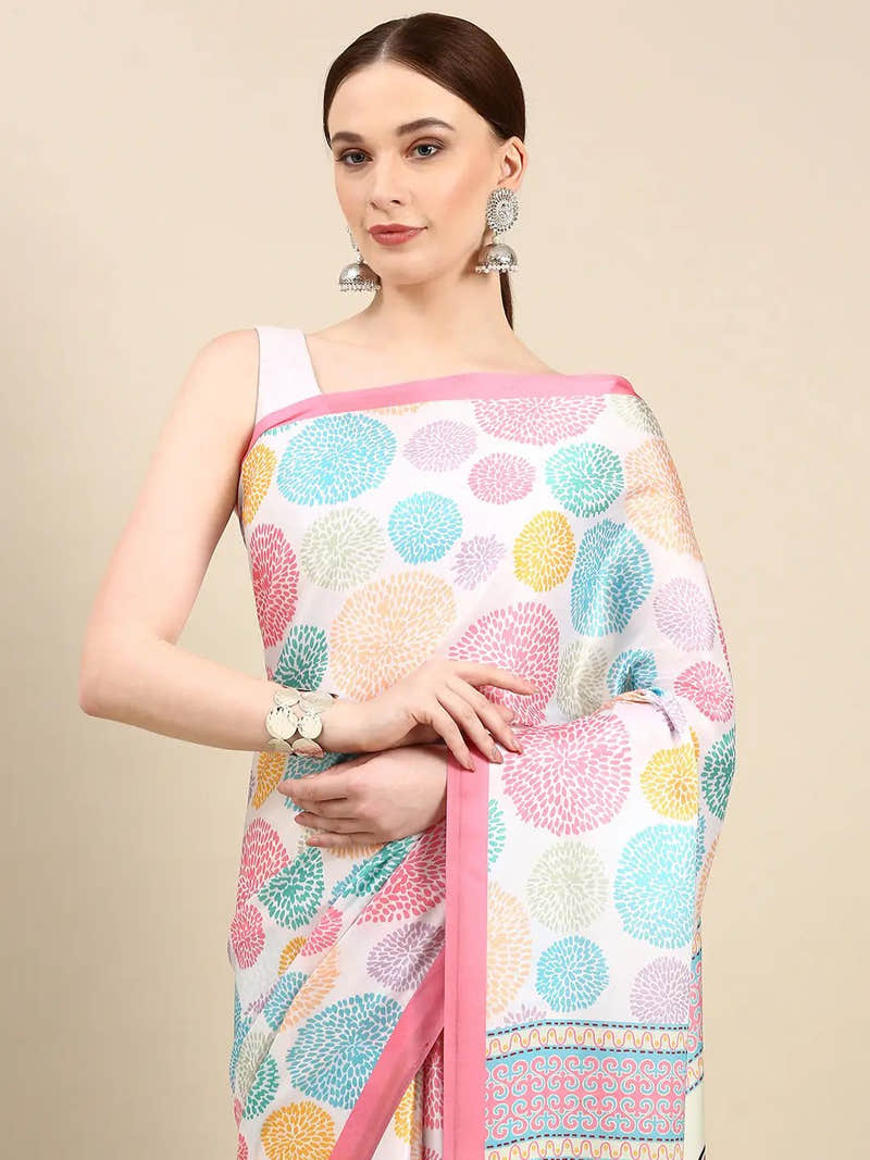 Soft Satin Georgette Pastel Colour Party Wear Saree