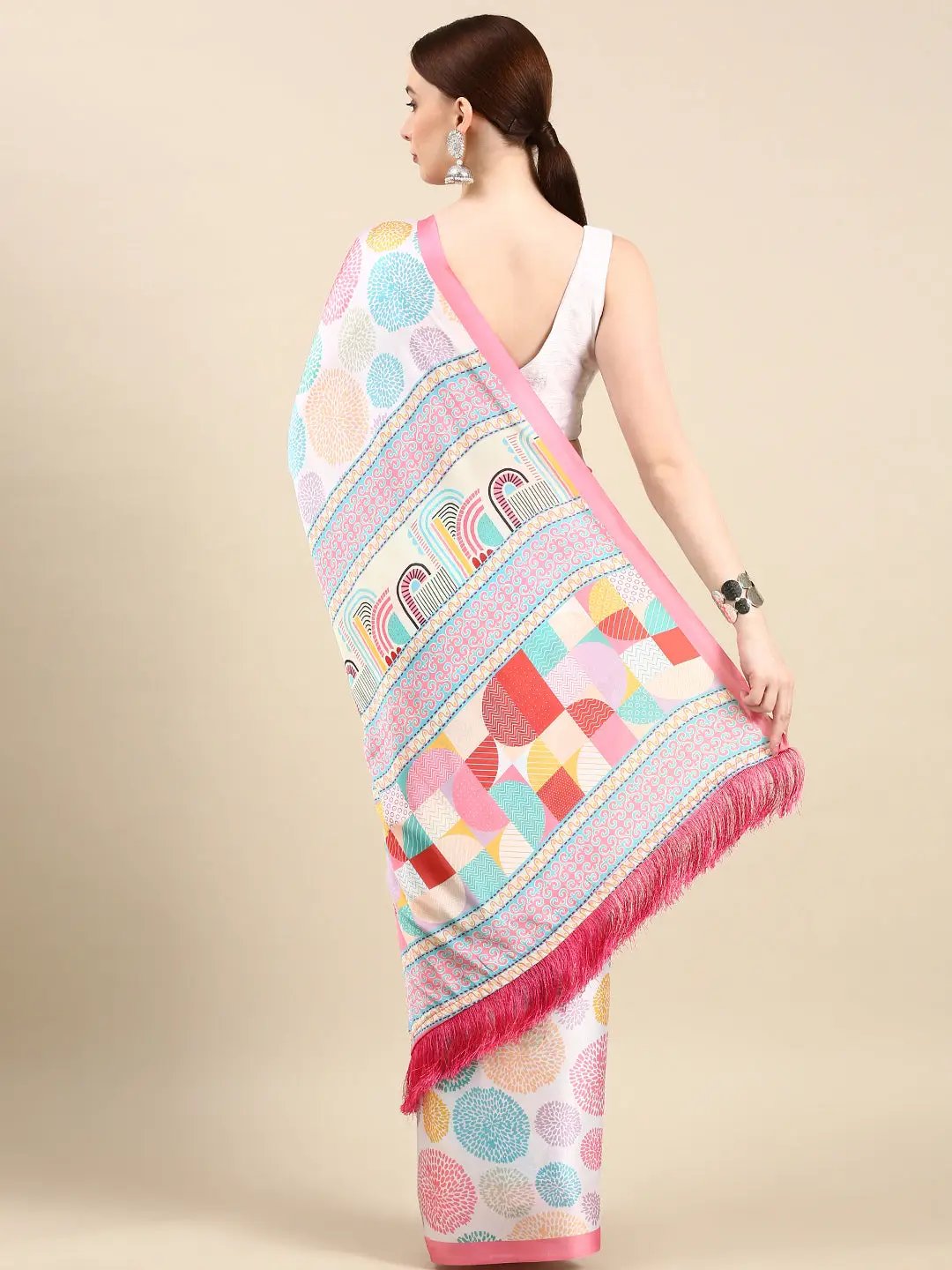 Soft Satin Georgette Pristel Colour Party Wear Saree