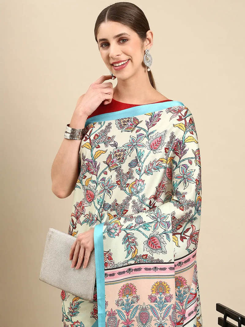 Soft Satin Georgette Pastel Colour Party Wear Saree