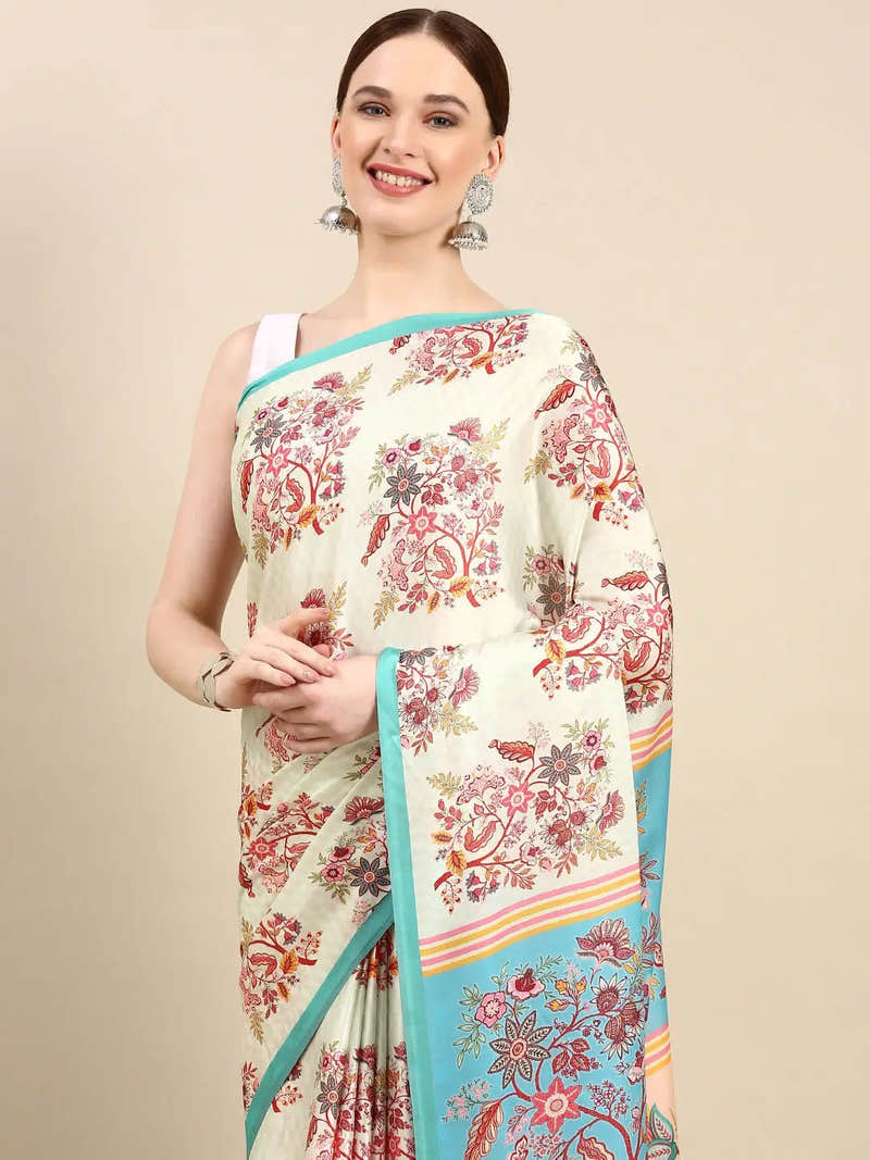 Soft Satin Georgette Pastel Colour Party Wear Saree