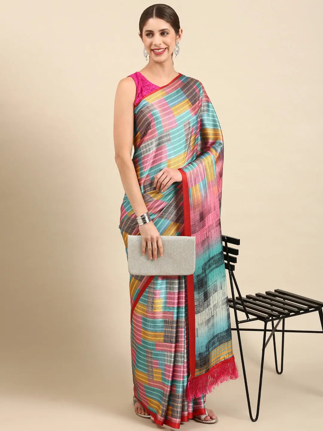 Soft Satin Georgette Pristel Colour Party Wear Saree