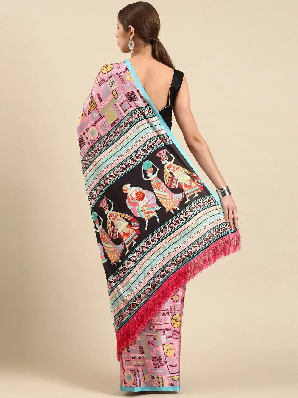 Soft Satin Georgette Pristel Colour Party Wear Saree