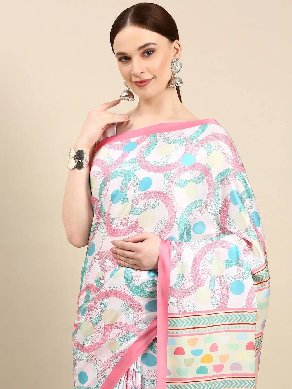 Soft Satin Georgette Pristel Colour Party Wear Saree