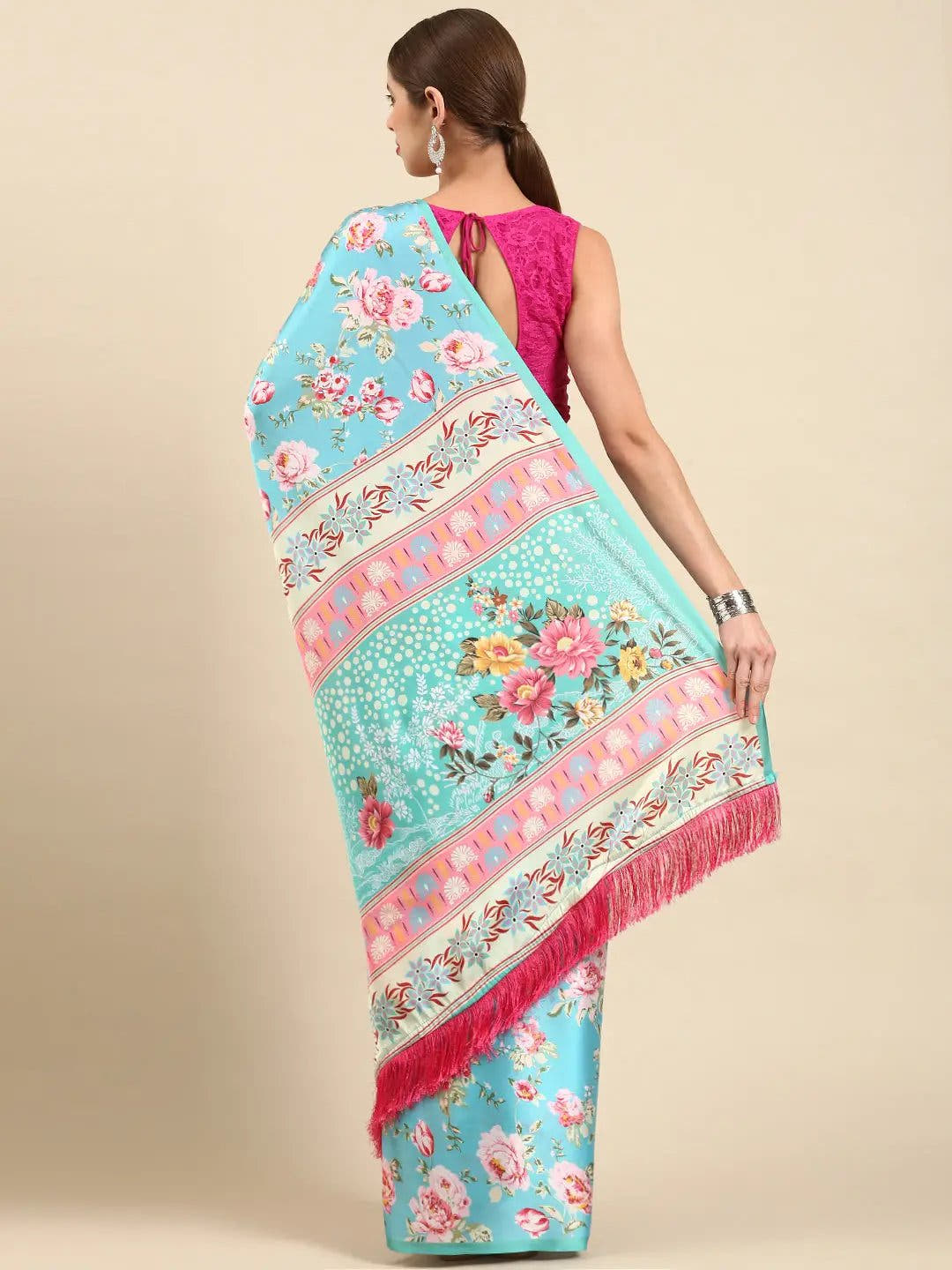 Soft Satin Georgette Pristel Colour Party Wear Saree