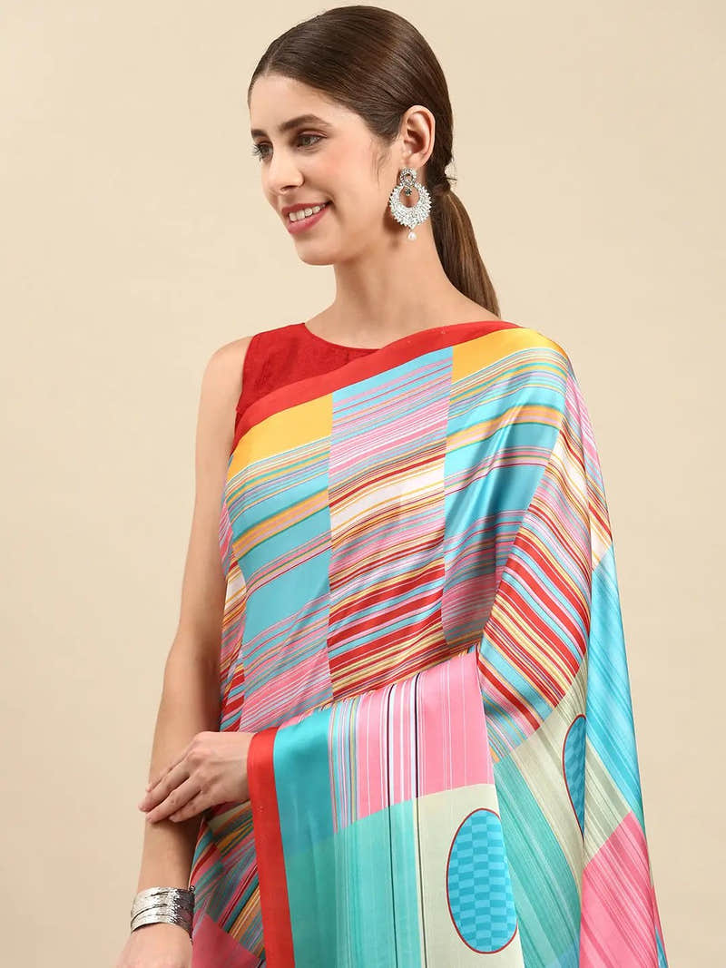 Soft Satin Georgette Pastel Colour Party Wear Saree