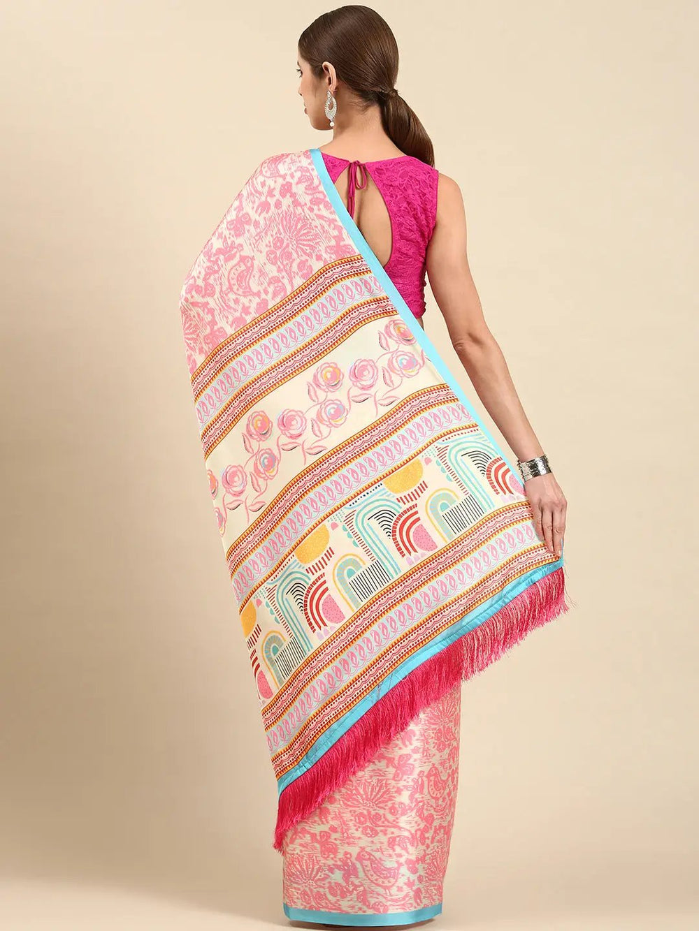 Soft Satin Georgette Pristel Colour Party Wear Saree 