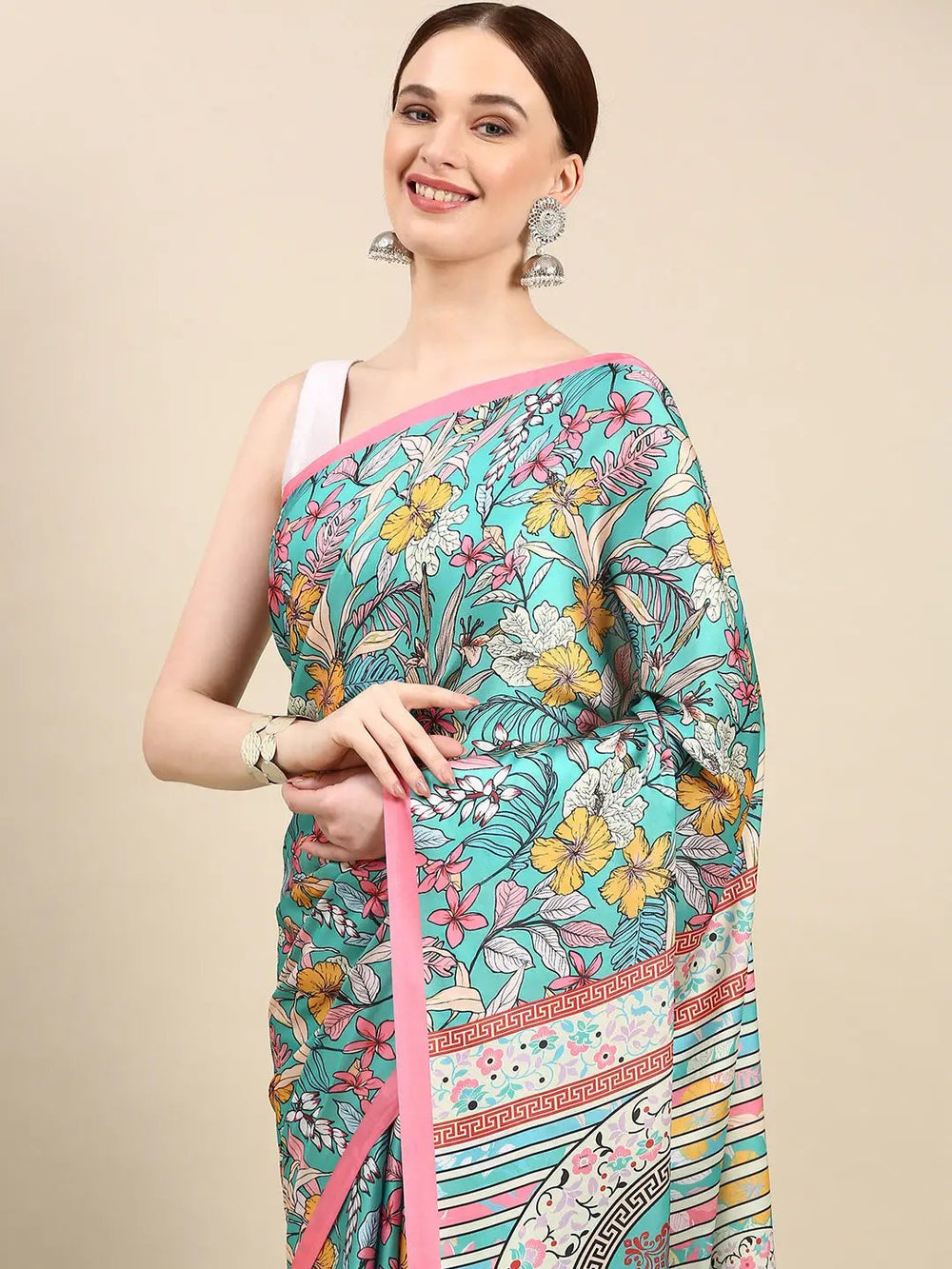 Soft Satin Georgette Pristel Colour Party Wear Saree