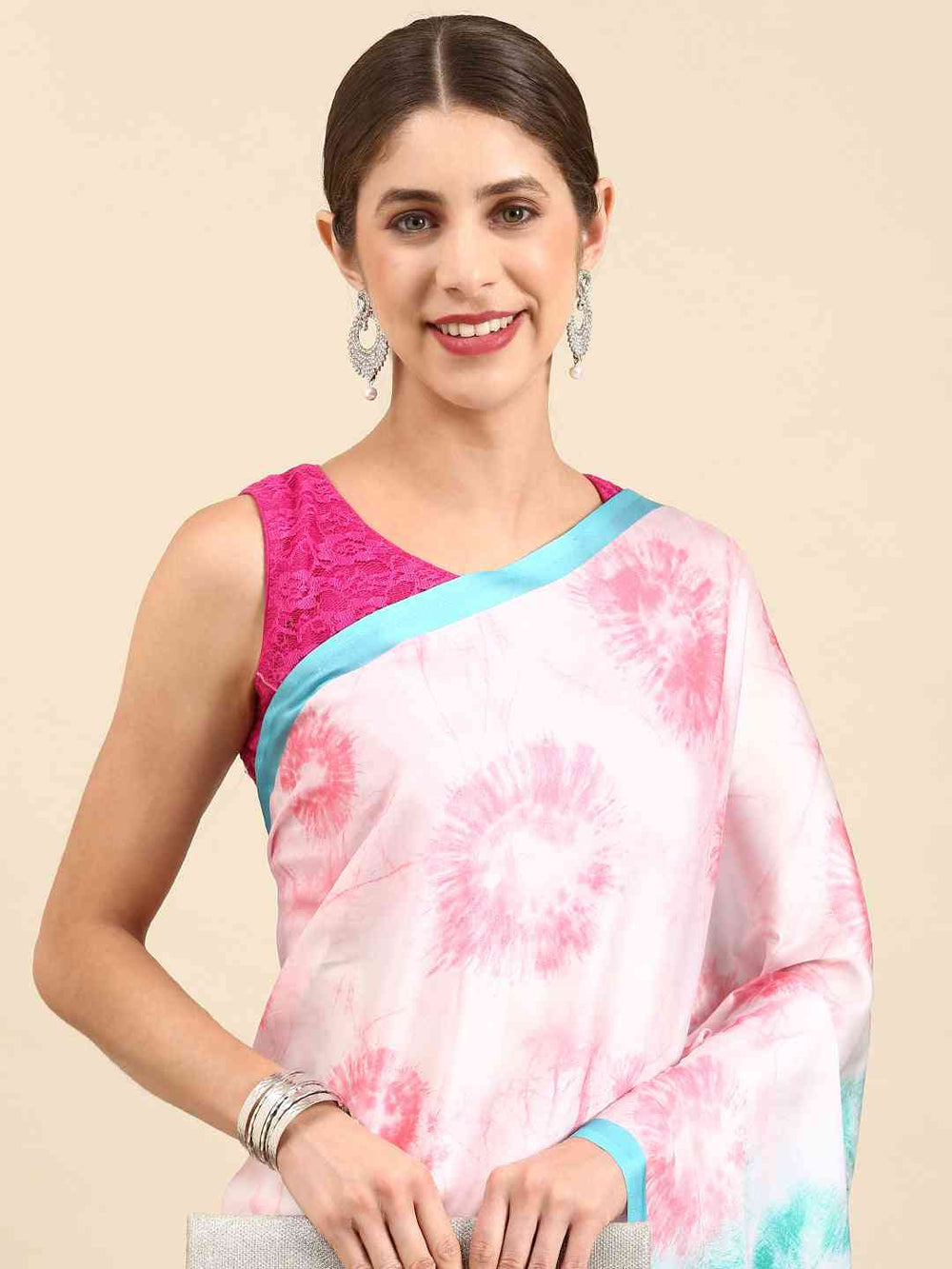 Shop Soft Satin Georgette Pristel Colour Party Wear Saree