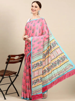 Soft Satin Georgette Pristel Colour Party Wear Saree