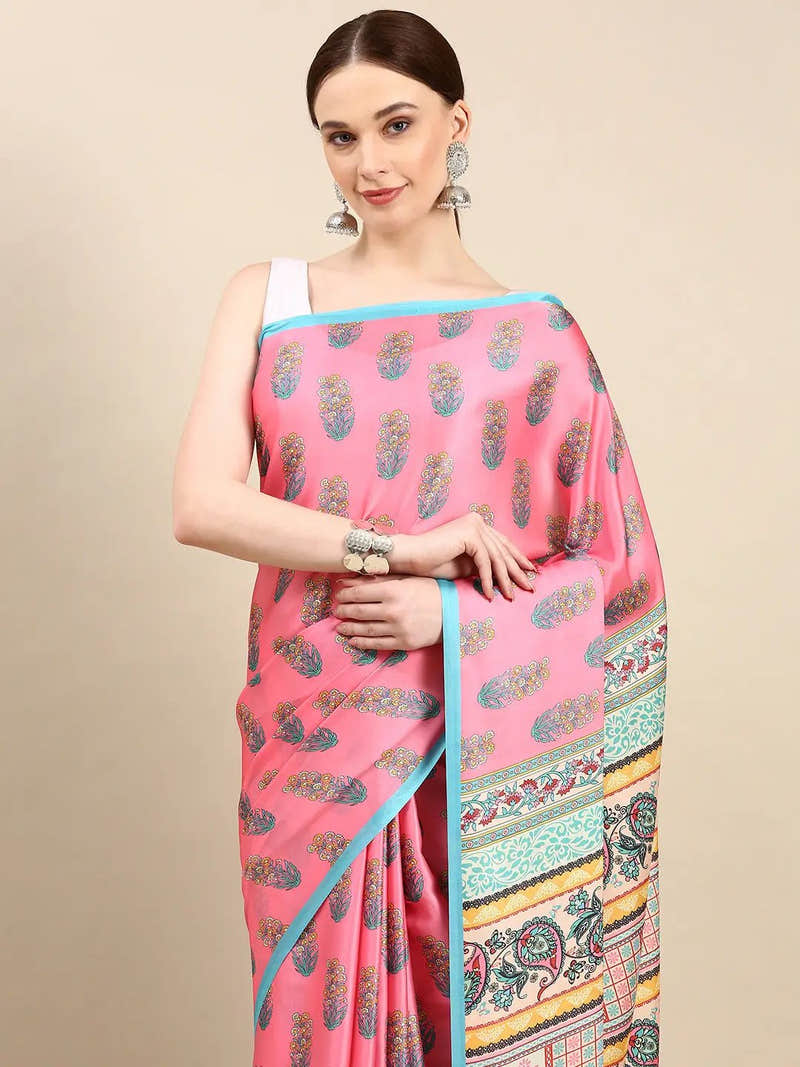Soft Satin Georgette Pastel Colour Party Wear Saree