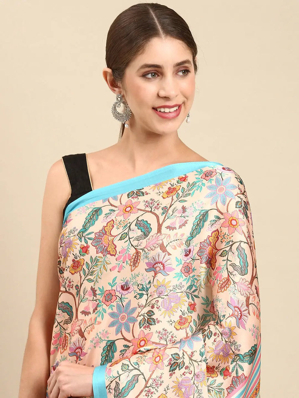 Soft Satin Georgette Pristel Colour Party Wear Saree
