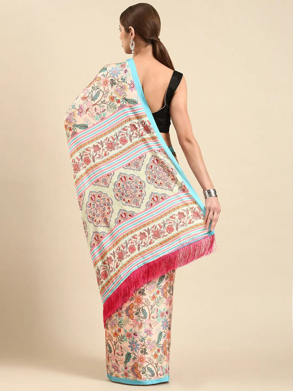 Soft Satin Georgette Pristel Colour Party Wear Saree