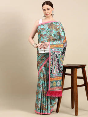 Soft Satin Georgette Pristel Colour Party Wear Saree