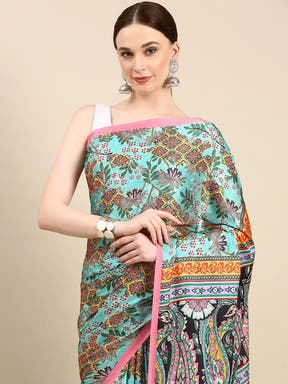 Soft Satin Georgette Pristel Colour Party Wear Saree