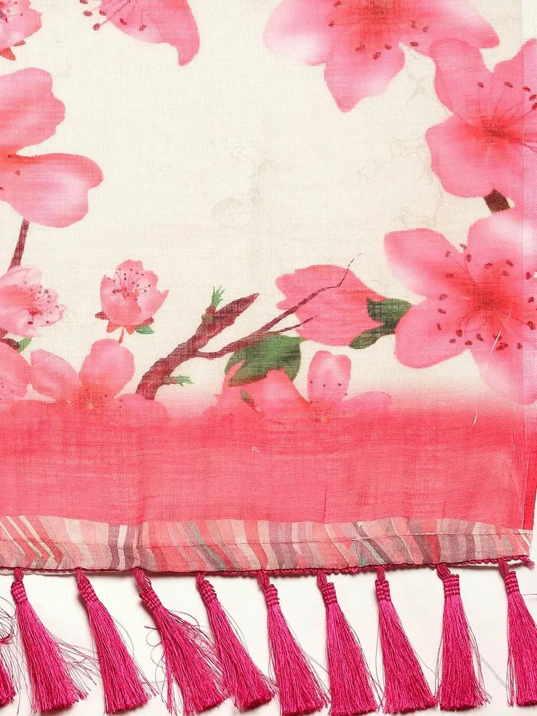  Beautiful Linen Floral Printed Saree