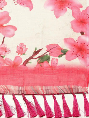  Beautiful Linen Floral Printed Saree
