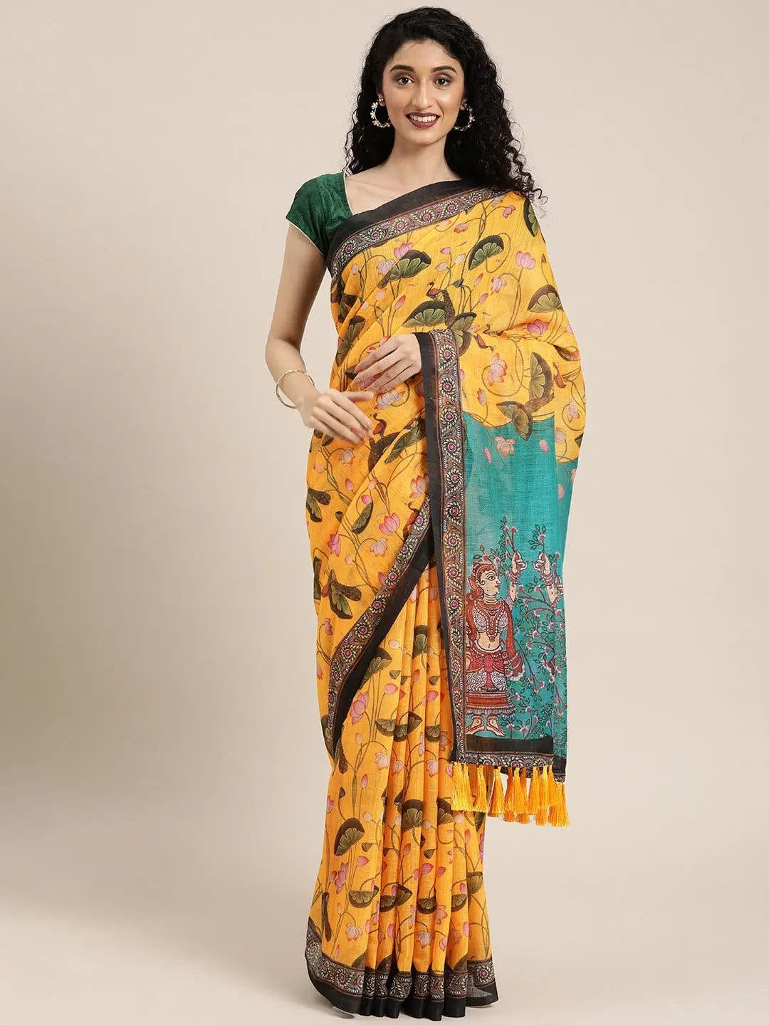  Beautiful Linen Floral Printed Saree