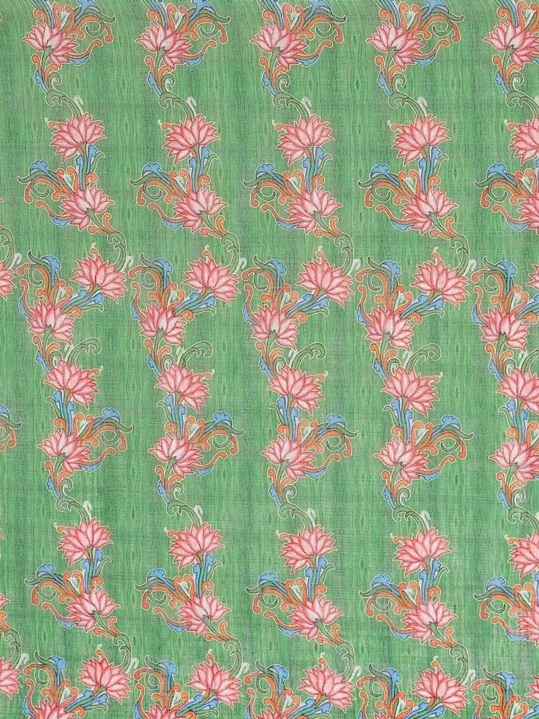 Pure Linen Pen Kalamkari Digital Print Saree
