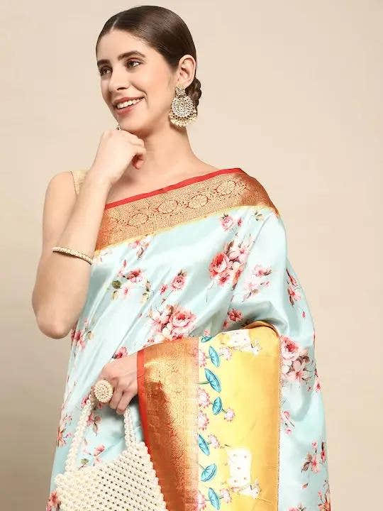 Soft Gadwal Patti Woven Design Pichwai Print Banarasi Saree