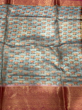 Omber Kalamkari Gold Zari Tissue Saree
