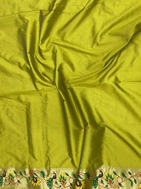 Pista Silk Blend Woven Zari Work Paithani Saree

