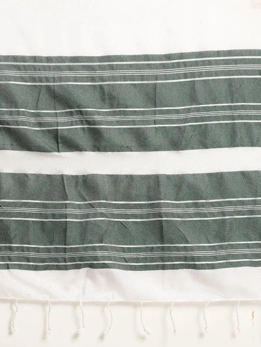 Bhagalpuri Linen Saree With Green Colour Small Patti