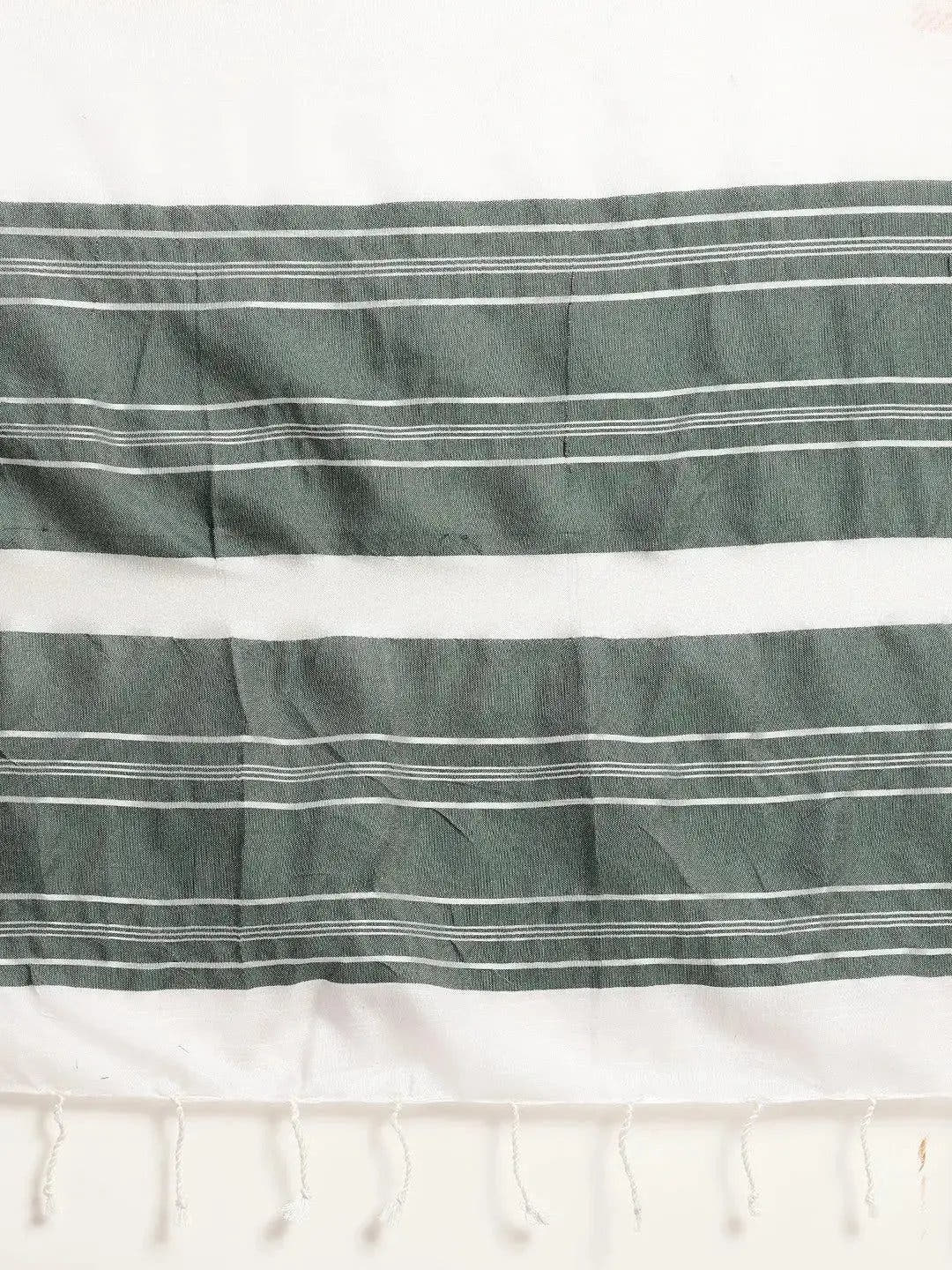 Bhagalpuri Linen Saree With Green Colour Small Patti