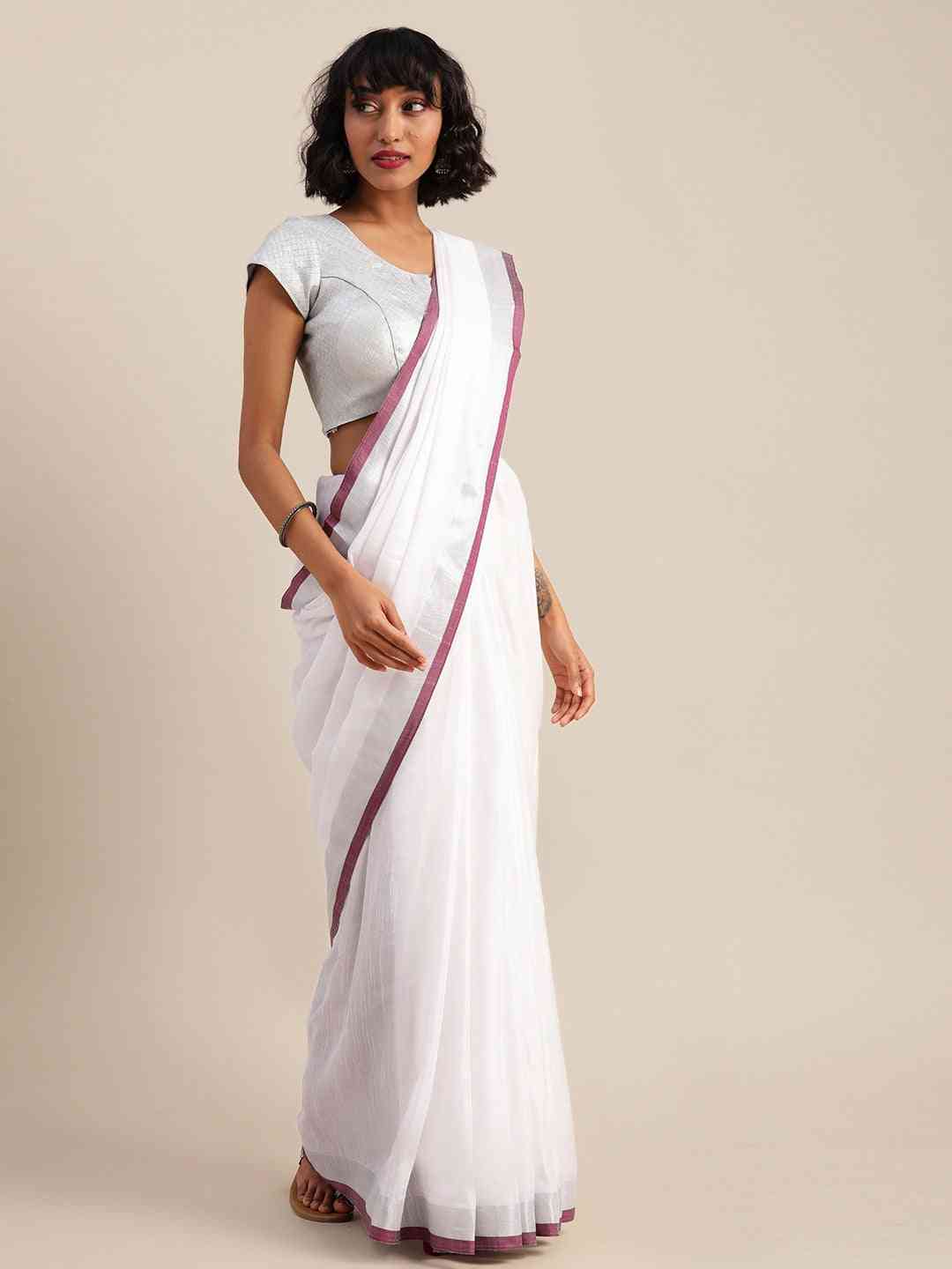 Stylish Bhagalpuri Solid Print Cotton Saree